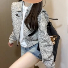 跨境春秋外套女秋季205年新款小众设计感气质显瘦小个子短款夹克