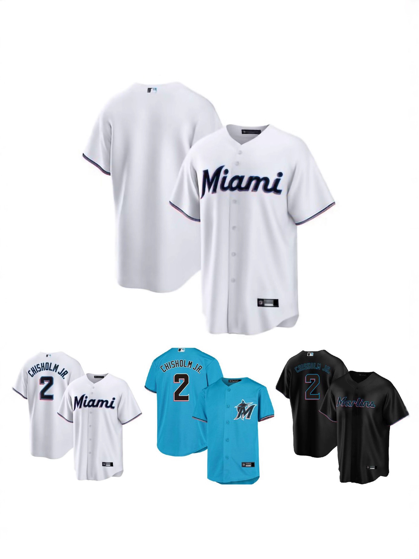 2025 MLB New Short-Sleeve Baseball Jersey Top - Marlins Team (In Stock)