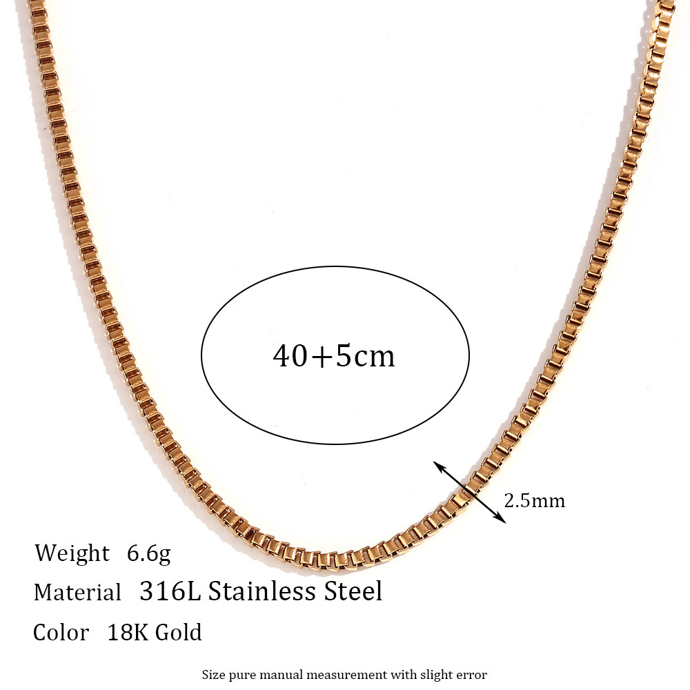 316L Stainless Steel Chain Material 316L Stainless Steel  Ion Plating (IP) Geometric Waterproof Non Tarnish Surgical Steel Basic Necklace For Women's