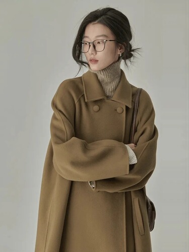 woolen coat women's medium and long autumn and winter new woolen coat Hepburn style temperament thickened Japanese