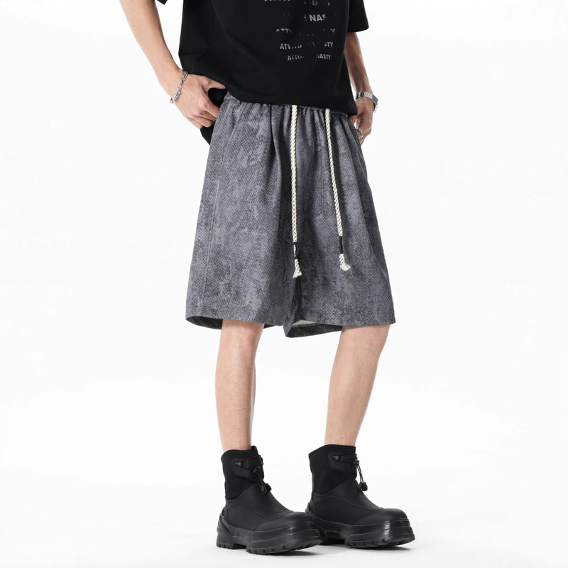 American-Style Dirty Tie-Dye Shorts, Summer Men's Fashion Straight Casual Pants, Drawstring Five-Point Pants, Large Size Oversize American-Style Dirty Tie-Dye Shorts, Summer Men's Fashion Straight Casual Pants, Drawstring Five-Point Pants, Large Size Oversize