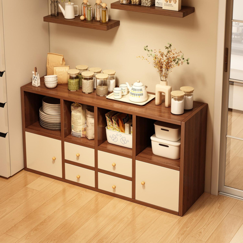 Solid Wood Sideboard Cabinet Tea Cabinet Kitchen Cabinet Large Capacity Wall Integrated Storage Cabinet Bedside Cabinet Living Room Book Cabinet