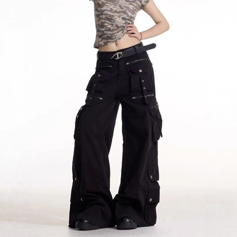 American Retro Tie Y2K Yabi Jeans Unisex Subculture Loose Wide-Leg Floor-Length Flared Pants