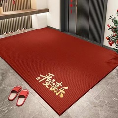 新年玄関マット、お祝いの厚手玄関マット、家庭用滑り止め汚れ防止マット、赤い玄関マット