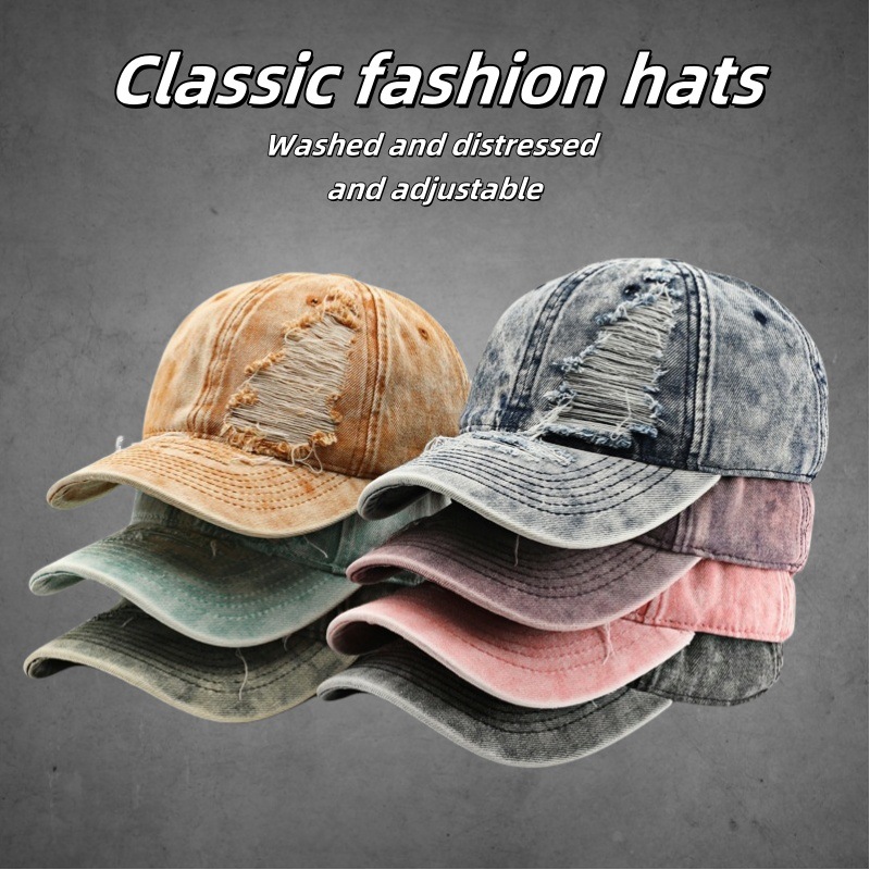 Personalidad coreana retro mujer primavera y otoño color sólido agujero agua lavable placa gorra gorra de lengua de pato hombre al aire libre sombrero de béisbol protector solar