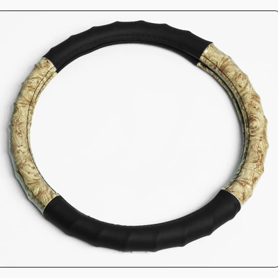 Handle Cover for All Seasons, Car | Steering wheel cover - black-beige-38cm