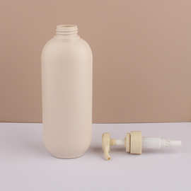 按压泵头旋转沐浴露分装瓶乳液瓶洗护瓶pet材质批发土黄色椭圆形