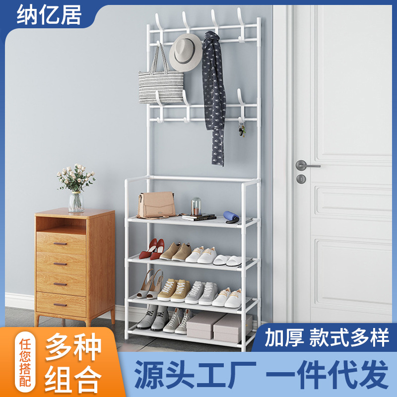 Zapatero sencillo, perchero multifuncional integrado, zapatero de pie ensamblado, perchero moderno minimalista para uso doméstico, venta al por mayor.