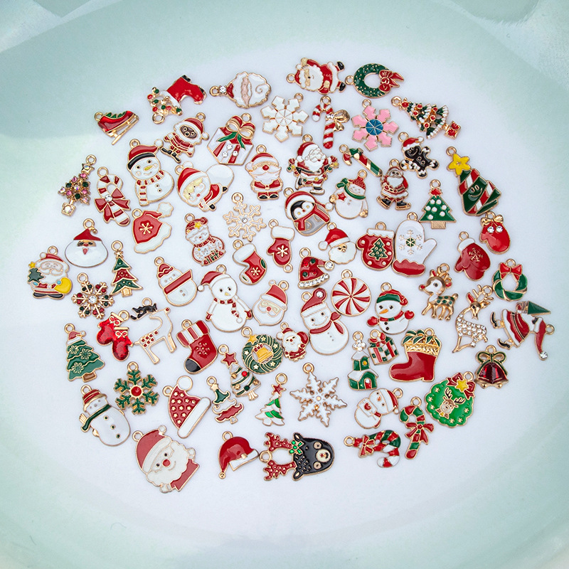 创意饰品diy配件卡通圣诞节系列滴油点钻项链手链吊坠小挂件批发