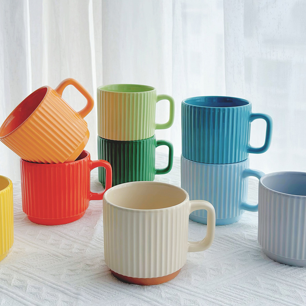 Taza de Cerámica Apilable Vertical de Gres Porcelánico, Diseño Apilable, Resistente a Altas Temperaturas, para Hogar