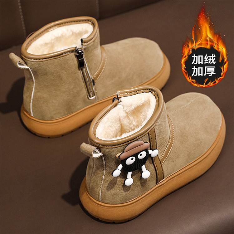 Botas de nieve para niñas en invierno más veludo y grueso 2024 nuevas botas de algodón para niñas calentadas y antideslizantes zapatos de algodón para niños