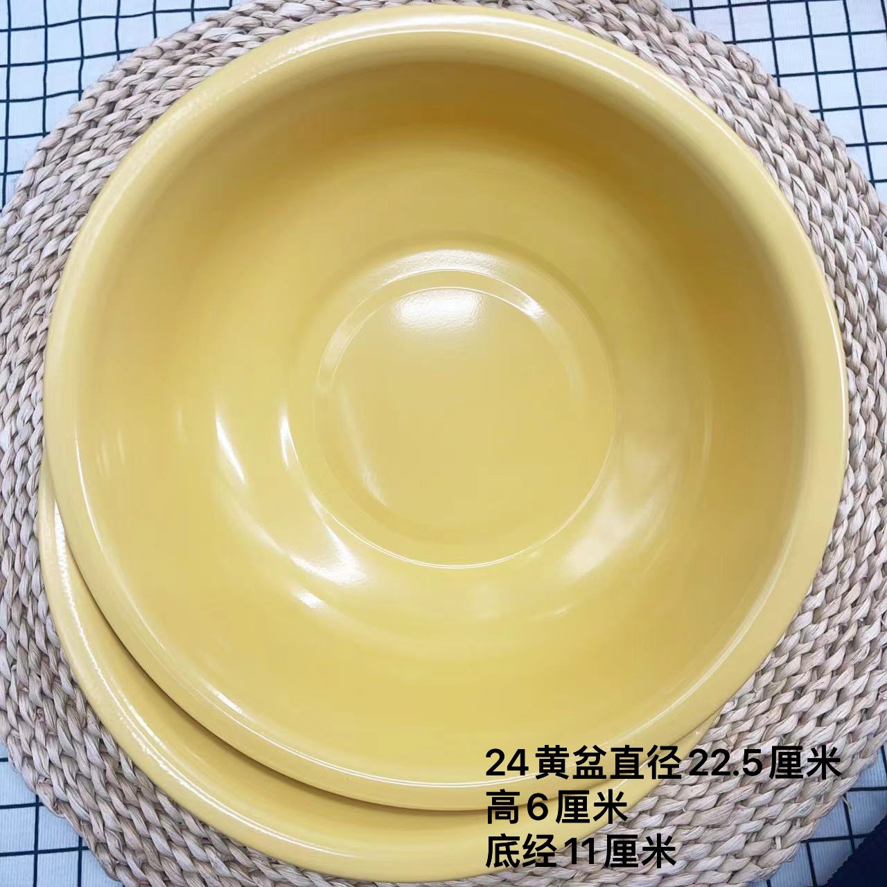 24黄盆烤漆盆怀旧 黄盆铁盆 储物盆大黄盆猪油盆泡面碗盆两元店百