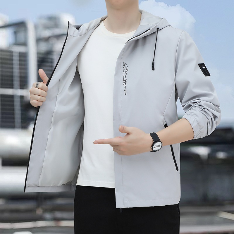 2023 hombres encapuchados primavera y otoño chaqueta de negocios ocio hombre chaqueta de otoño nueva chaqueta casual