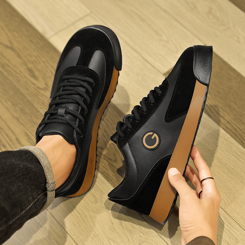 2026 New Men's Shoes, Large Size, Thick-Soled, Trendy, Sporty, Casual, Leather, Non-Slip, Forrest Gump Shoes_vogvips.com