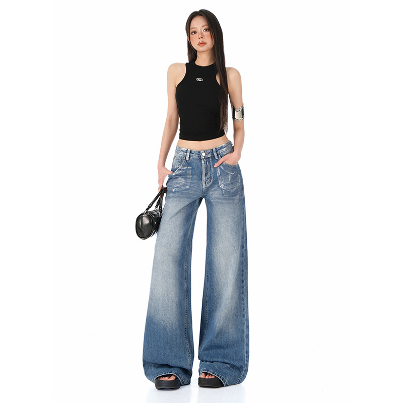 Summer retro design blue trend trousers