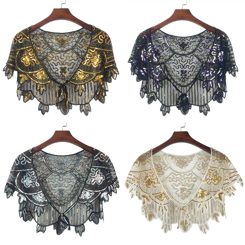 Cross-border Summer Top New Loose Outer Shawl Hollow Cardigan Mesh Sequins Beaded All-match Dress Party
