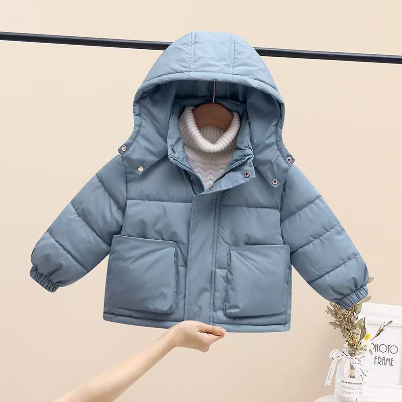 儿童韩版冬季新款加厚棉服男童简约大气棉袄女童时尚休闲外套