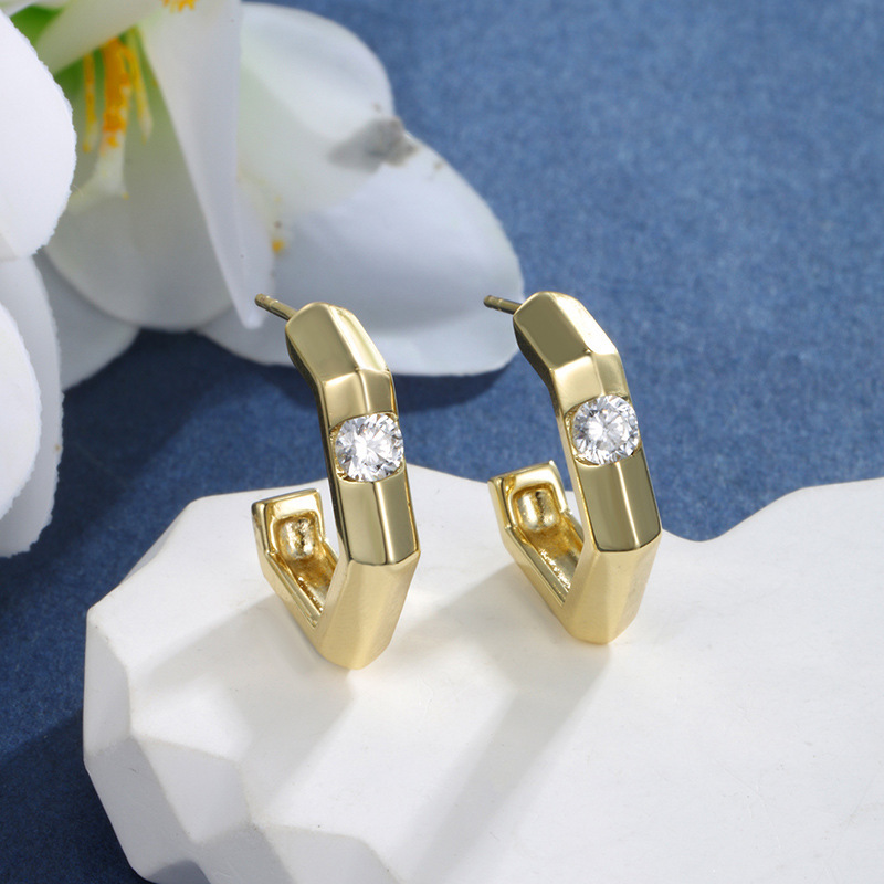 14K color Xuping joyería geometría estrella de amor auriculares de zircón ligero de lujo nicho sensación de mujer