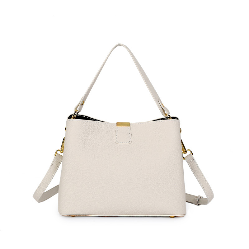 Fashion Cowhide Leather Bag For Women 2025 New Large Capacity Bucket Bag Versatile Commuter Genuine Leather Crossbody Shoulder Handbag - Thumbnail 7