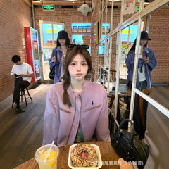 LF正确原2025新款香芋紫短款外套女秋季韩系衣夹克小个子显白休闲
