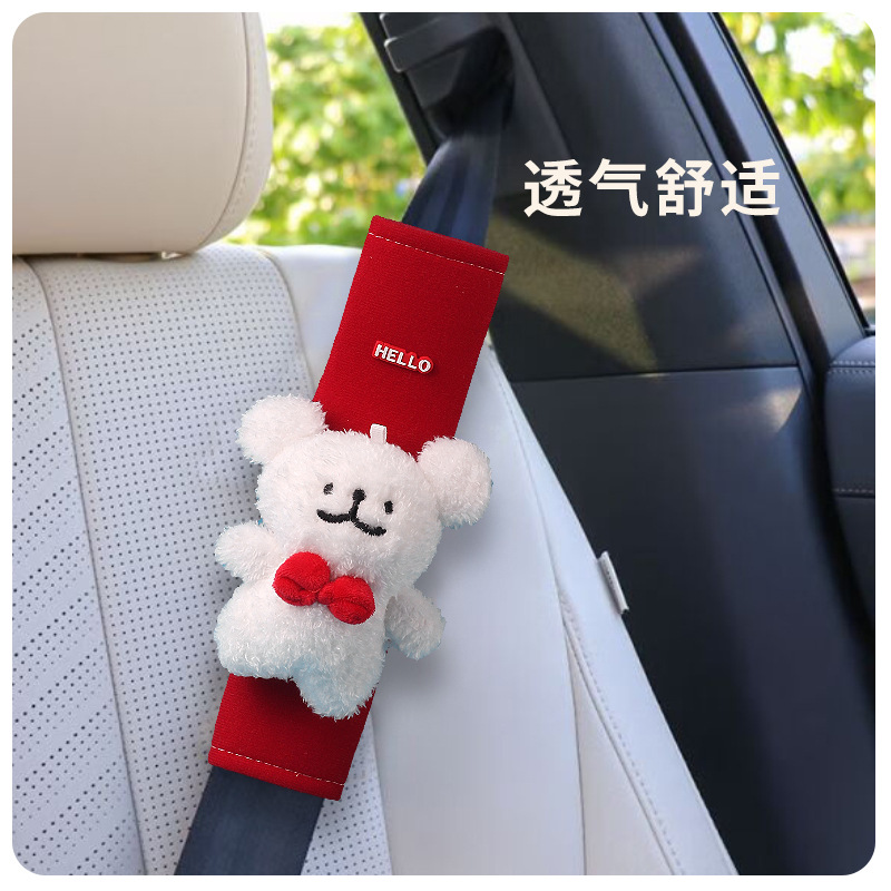 Car Seat Belt Cover Shoulder Pad Cute Plush Cartoon Car Seat Belt Decoration Car Shoulder Strap Shoulder Pad for Women