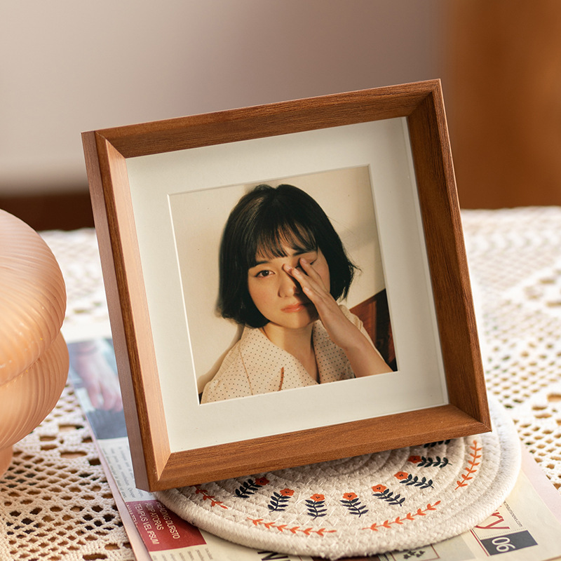 Square Small Photo Frame Display Stand Empty Frame 6-Inch 7inch 8inch Creative High-End Oil Pastel Picture Frame Wall-Mounted Hollow Three-Dimensional