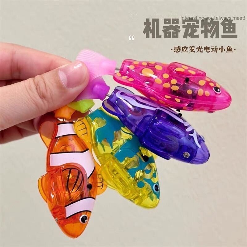 Electric Swimming Fish Pet Fish Simulation Light-Sensing Clownfish Bathing and Water-Playing Toys Wholesale Children's Toys