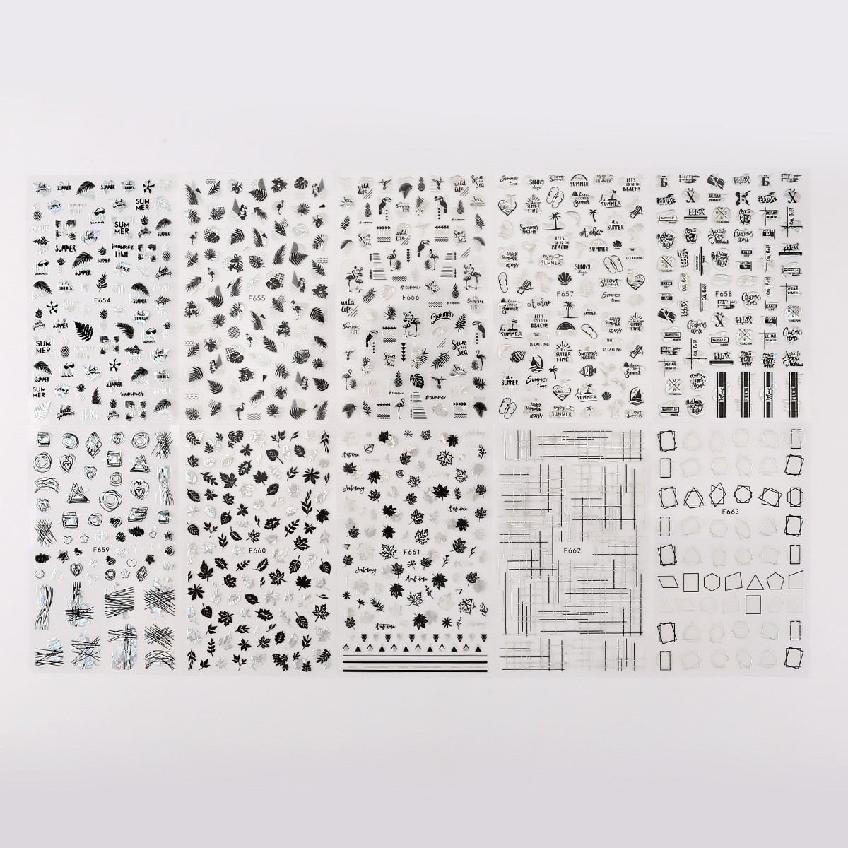 G35 실버 네일아트 스티커 1세트(10매)