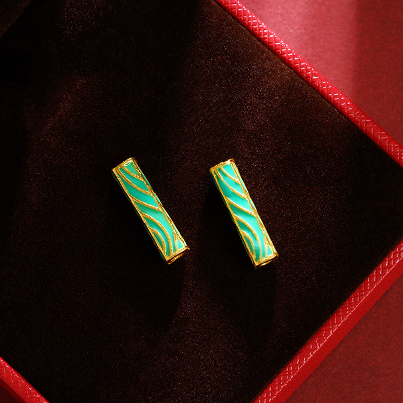 Gufasha oro pinza ardiente azul largo no se desvanece piedra verde largo diapasón Diy accesorios colgante colgante