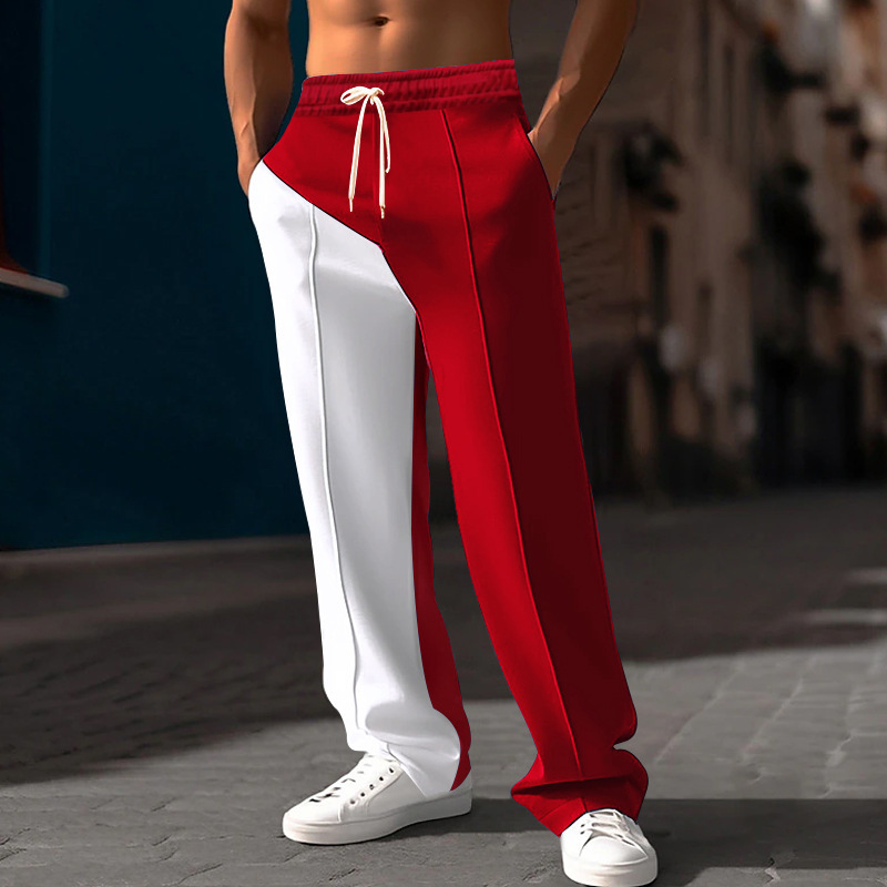 Men's Clothing pants men's spring and summer straight color matching casual oversize versatile pants loose large size trousers_voghion.com