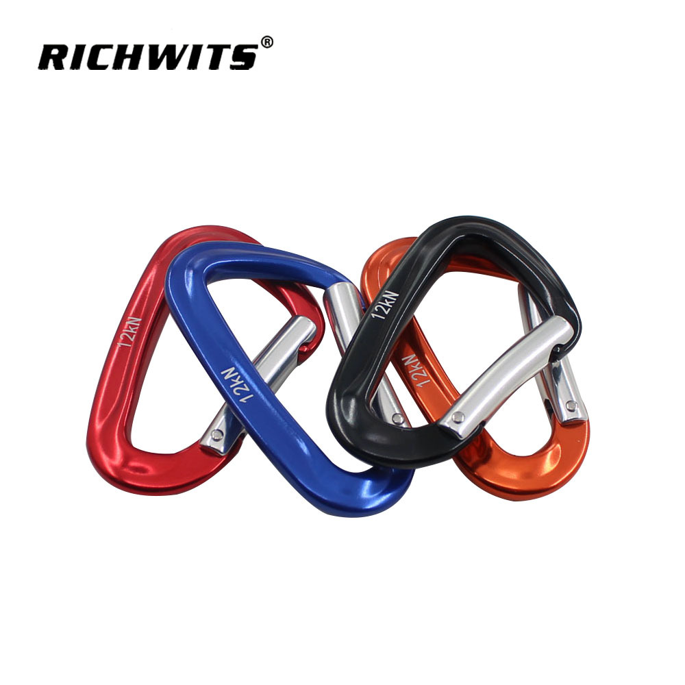 RICHWITS 7075 항공 알루미늄 자동 잠금 D 형 안전 후크 등산 버클 암벽 등반 메인 잠금 D 타입 잠금 장치
