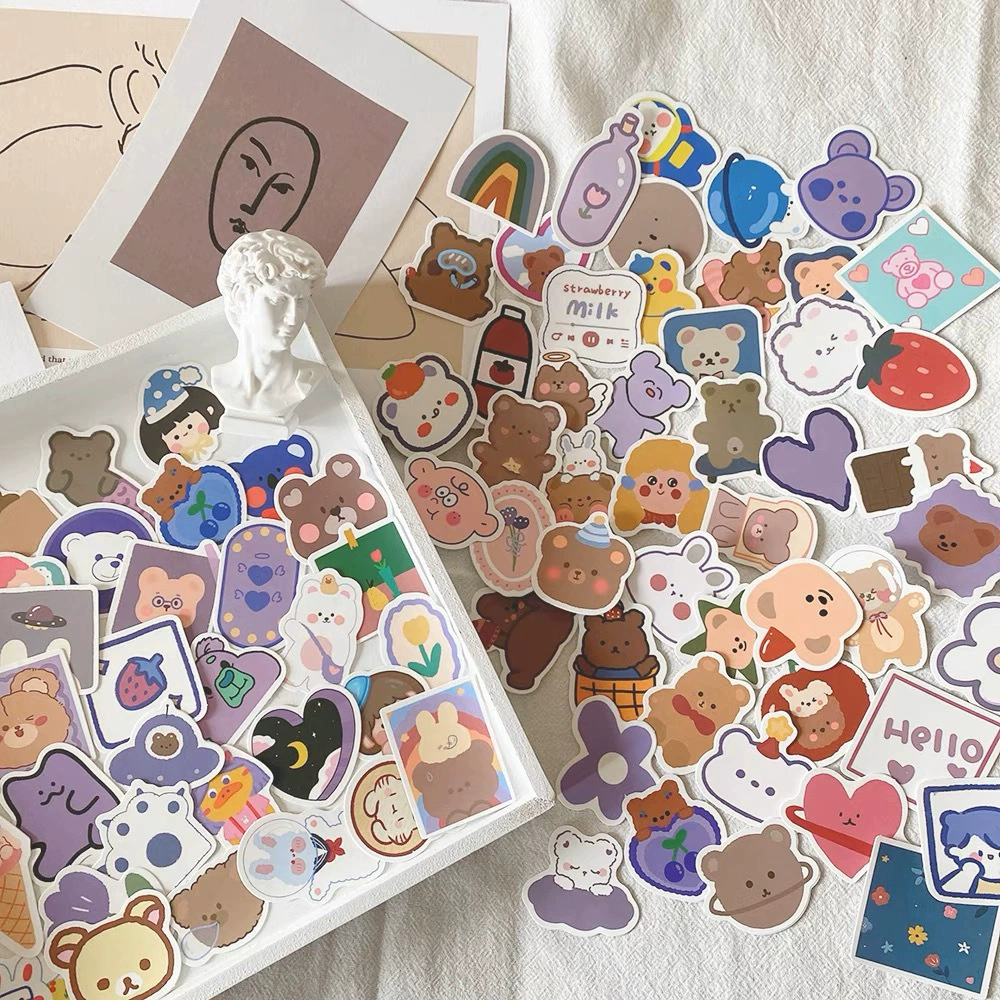 Cute Sticker Set, PVC Cute Designs, 90-sheet Pack, 3–5 cm Sizes