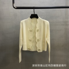 深圳南油欧美女金属纽扣针织外套长袖时尚气质V领开衫毛衣跨境
