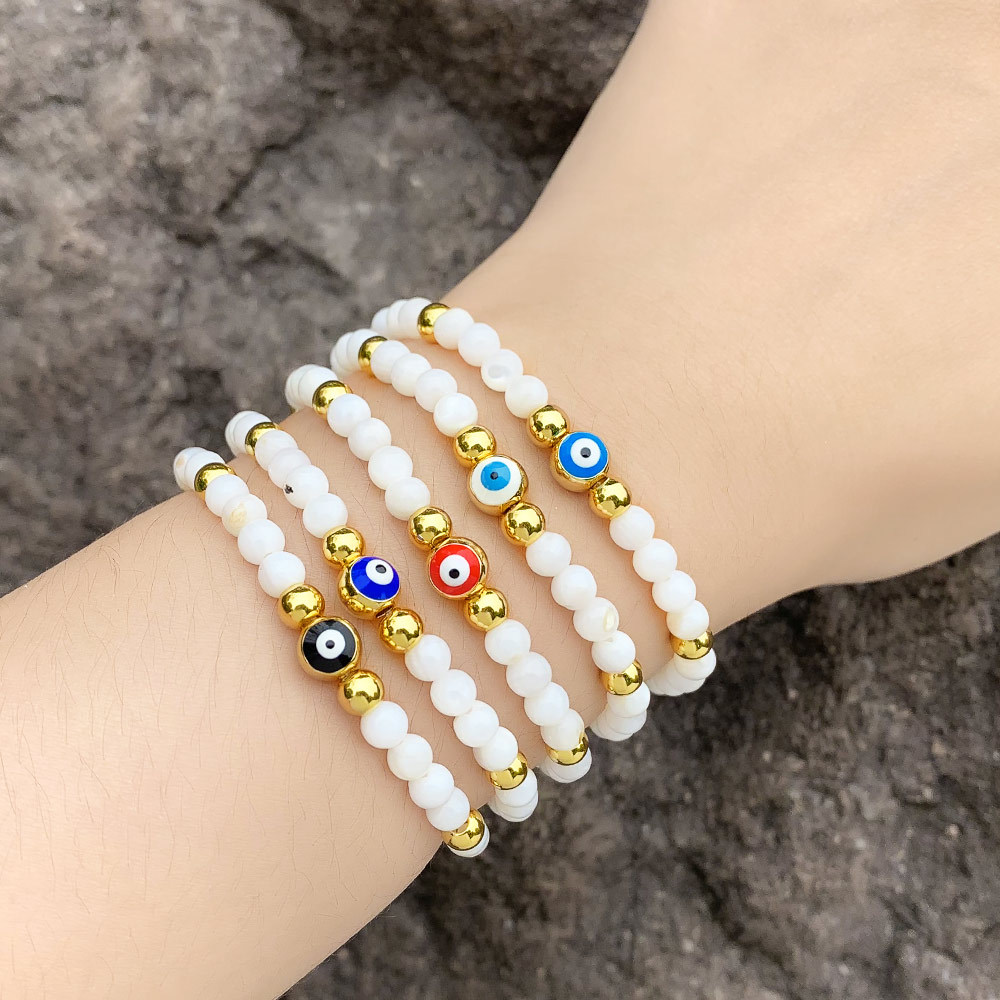 Simple Style Devilu0027S Eye Copper Beaded Enamel Plating Bracelets 1 Piece