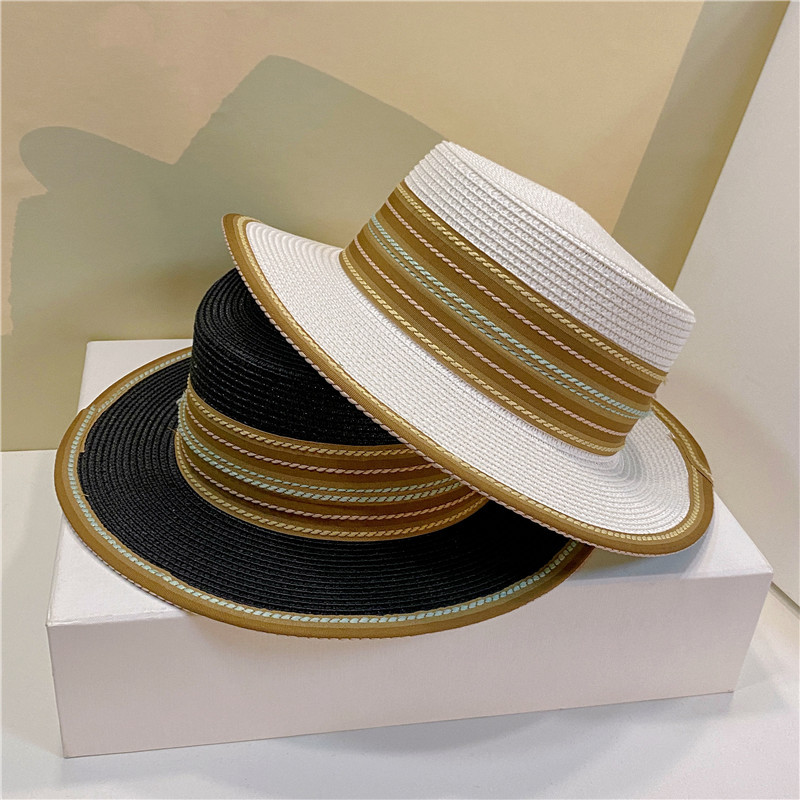 Unisex Ethnic Style Solid Color Flat Eaves Straw Hat display picture 1