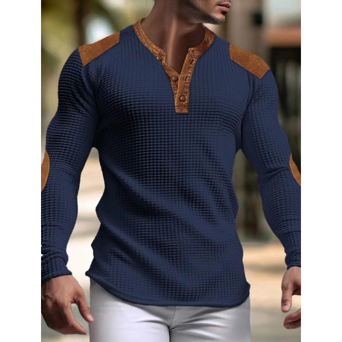 Bestselling 3D breathable men's casual sweatshirt autumn V-neck top with button