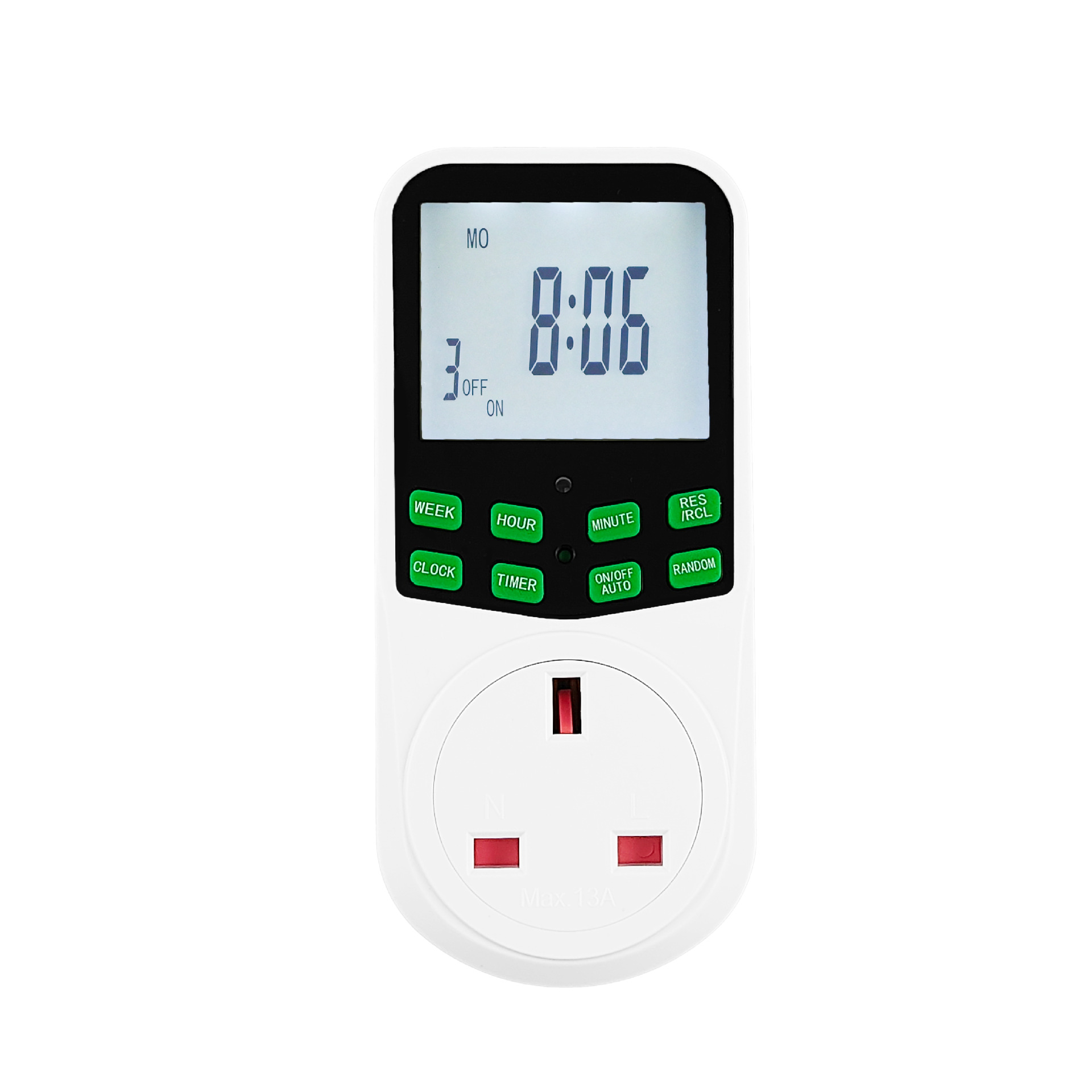 新款 英式大屏幕定时器 循环定时器插座 背光电子定时器 开关插座