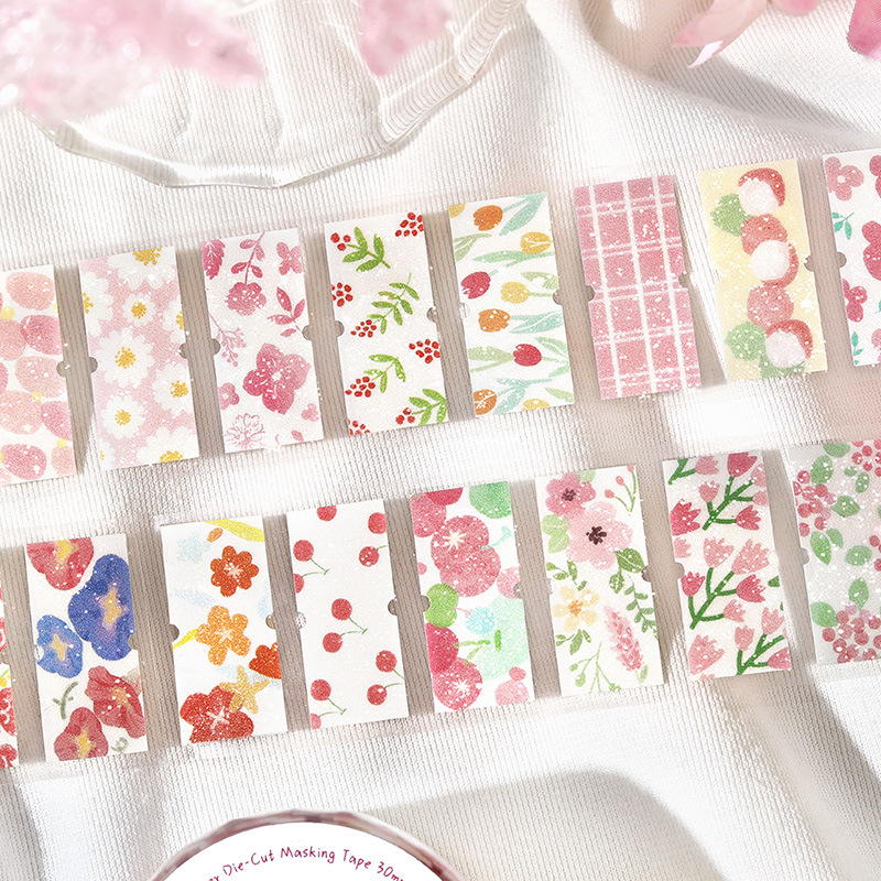 Letter's Lovers Flash Arena Troquelado Papel sintético Cinta Shanye Hand Cartas de mano Material de decoración Pegatinas de bricolaje y cinta de papel