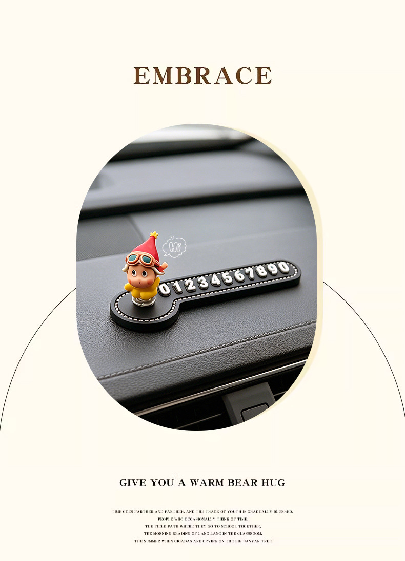 Rotatable Pilot Temporary Parking Sign, Car-Mounted Silicone Non-Slip Creative Moving Car Number Plate, Car Decoration Ornament