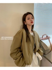 美式复古立领棒球服短款外套女早秋季设计感小个子bf风飞行员夹克