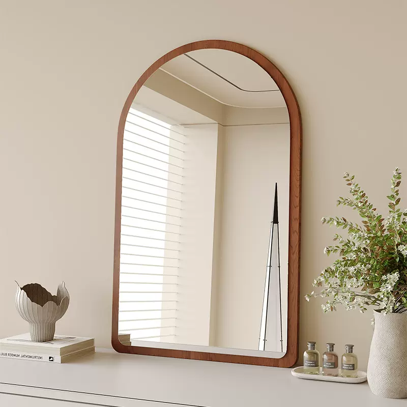 中古风化妆镜梳妆台壁挂式镜子卫生间异形浴室镜桌面复古摆挂镜