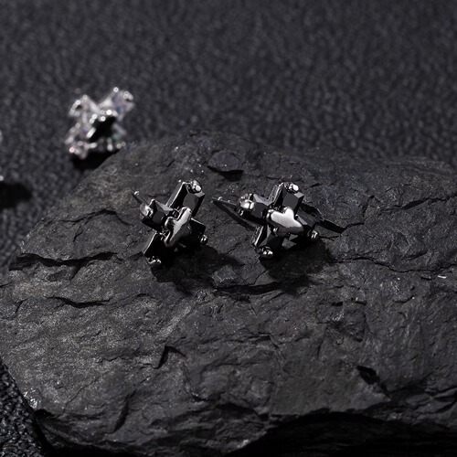 Manufacturer wholesale cross-border zirconia simple earrings for men trendy niche simple versatile light luxury personalized punk cool boy earrings