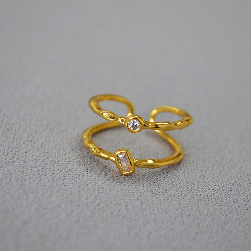 Women's Gender Brass Inlay Solid Color Zircon Rings