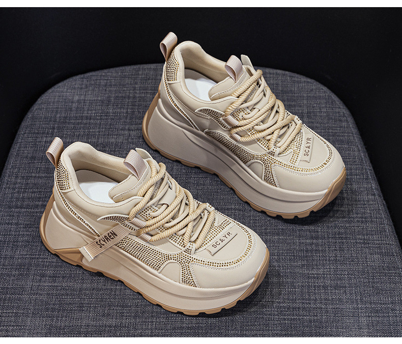 Giày sneaker nữ đế dày phong cách Forrest Gump xuân 2026 — M2927-1 màu mơ nhung lót lông, M2927-1 plus nhung màu xám, M2927-1 plus nhung kaki, M2927 màu khaki đơn chi tiết 27