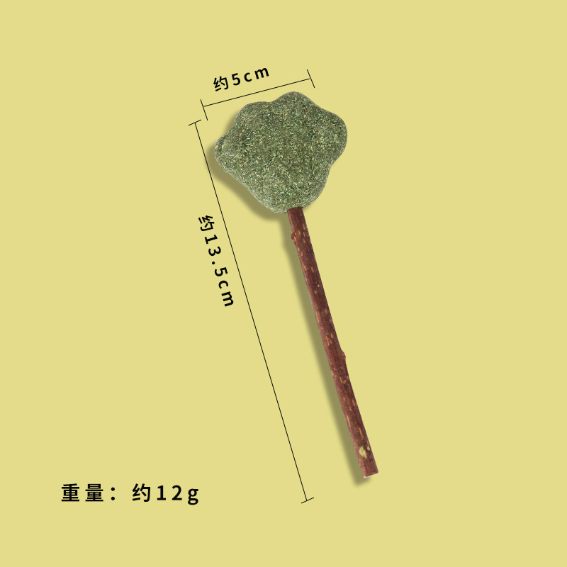 Fábrica en stock nuevo tipo de goma de menta para gatos limpiadores de dientes molares de madera de polilla de madera plumas de menta para gatos suministros de auto-hi