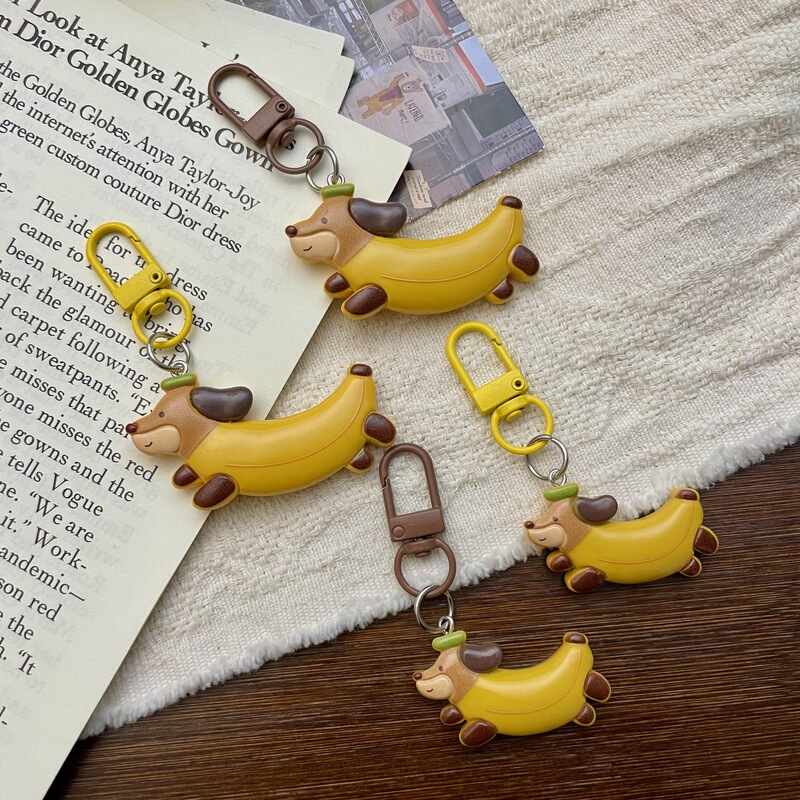Cute Banana Dog Keychain, Cute Resin Pendant, DIY Student Backpack Decoration, Cartoon Puppy Key Pendant Cute Banana Dog Keychain, Cute Resin Pendant, DIY Student Backpack Decoration, Cartoon Puppy Key Pendant