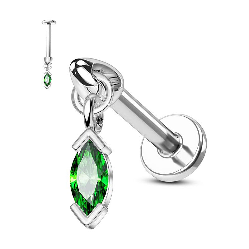 Custom Flower-Shaped Water Drop Zircon Earrings Ear Bone Studs 16g Stainless Steel Piercing Jewelry detail image 9