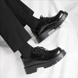 Martens, модные низкие туфли на платформе в английском стиле для работы и офиса, премиум класс, увеличивают рост, крупный округлый носок
