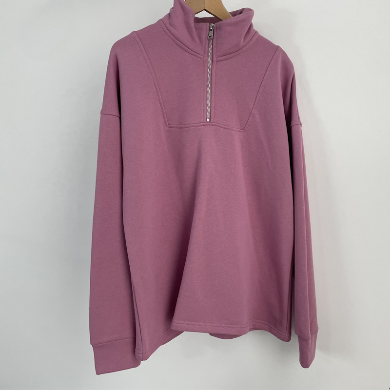Vêtements pour femmes, sweat-shirt en coton de couleur unie, combinaison à fermeture éclair et pantalon de sport ample en velours pour femmes_voghion.com