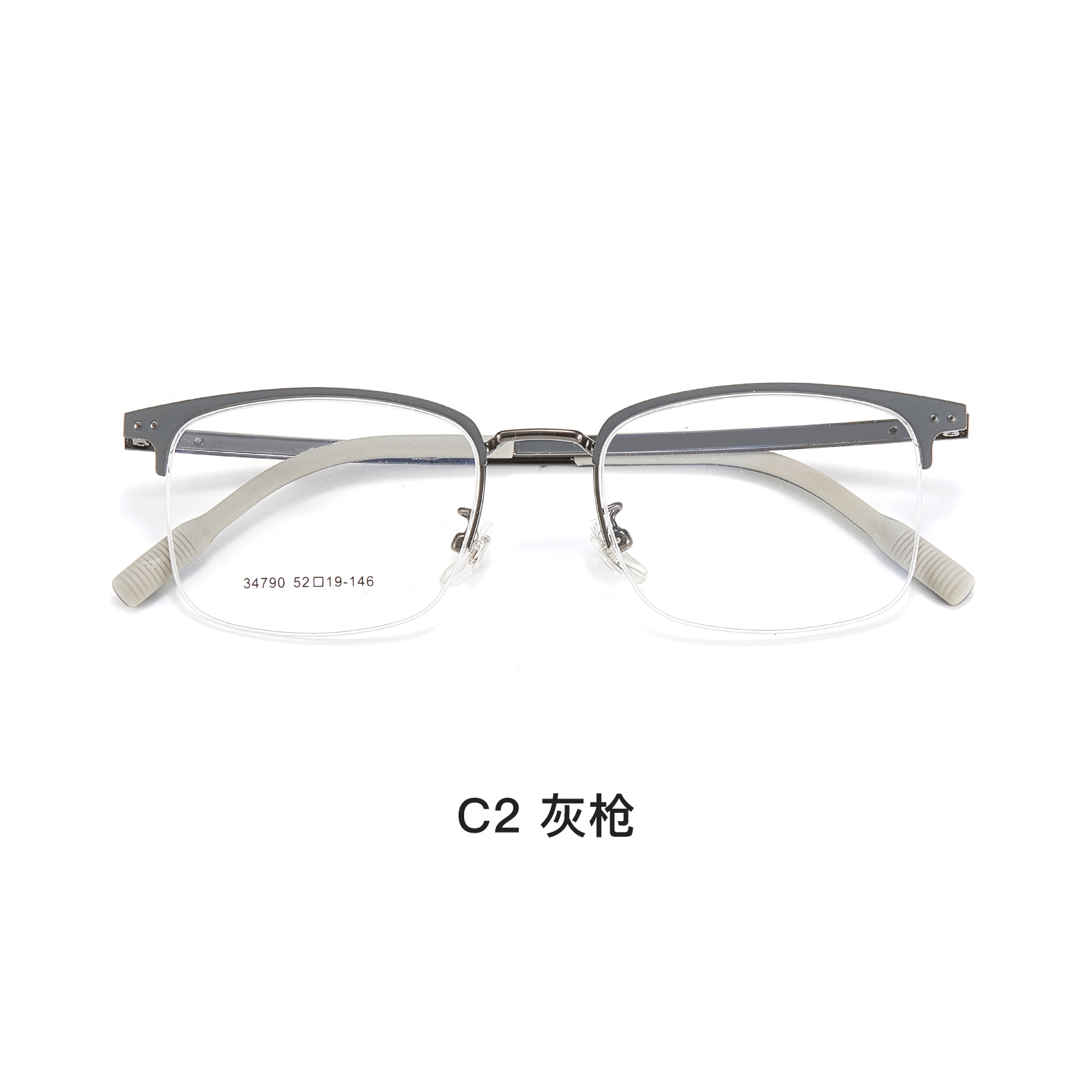 Voss el mismo marco de gafas de aleación de medio marco de negocios de doble punto cabeza de pila superelástica puede equiparse con marco de gafas de miopía al por mayor